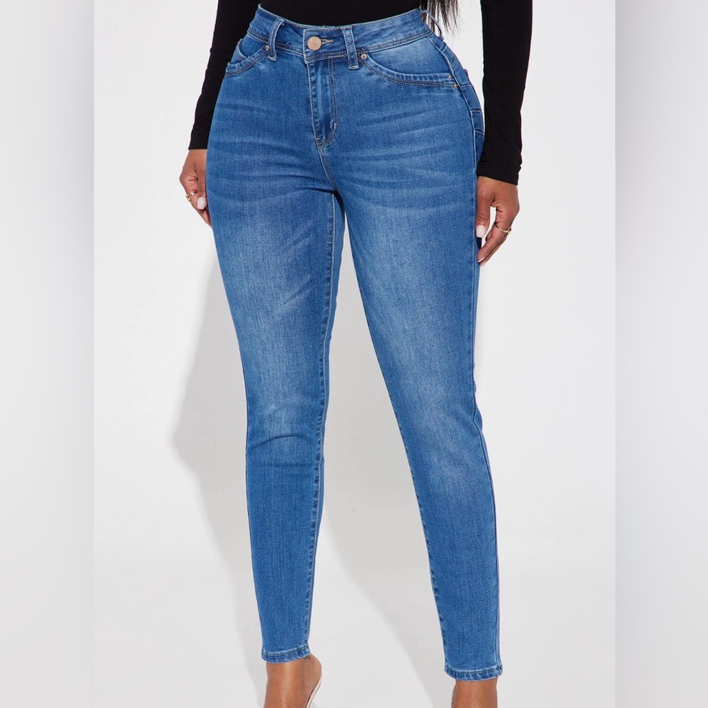 Fashion Nova Medium Blue High-Rise Skinny Jeans